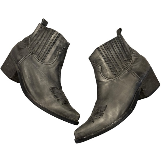 Jeffrey Campbell Gunner Western Bootie Charcoal Leather Ankle Boots Size 10 - Picture 4 of 13